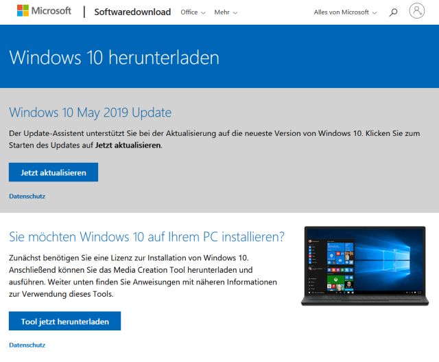 Upgrade auf Windows 10 kostenlos runterladen