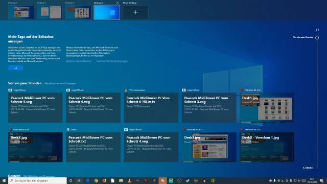 Windows 10 virtuelle Desktops erstellen und wechseln - Vorschau und Historie