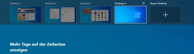 Windows 10 virtuelle Desktops erstellen und wechseln - verschiedene Desktop Symbole