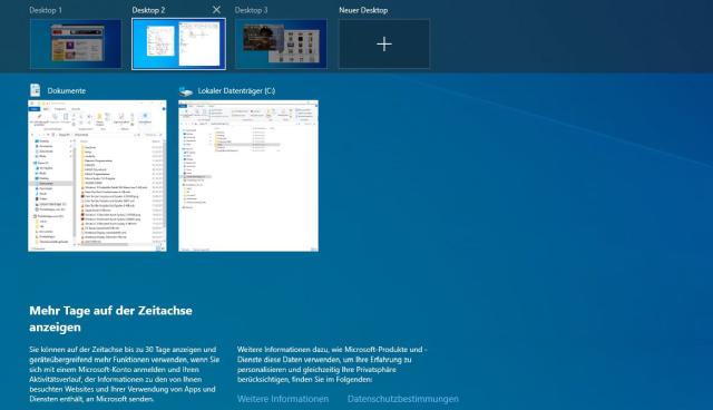 Windows 10 virtuelle Desktops erstellen und wechseln - Desktop 2