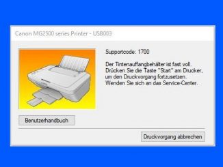 Canon Drucker Druckerfehler 1700 - Supportcode - Tintenauffangbehälter voll - Fehlermeldung