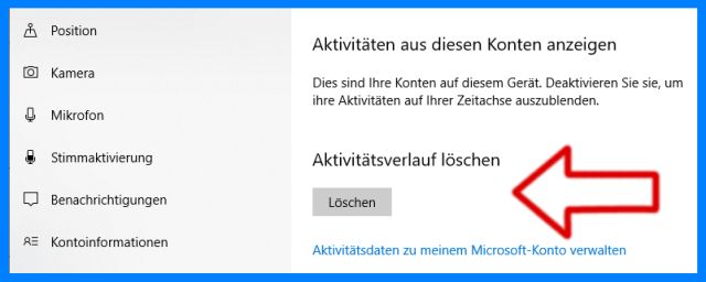 Windows 10 - Aktivitätsverlauf löschen
