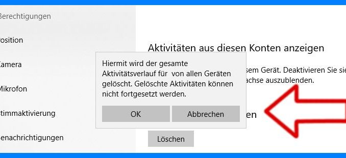 Windows 10 - Aktivitätsverlauf von allen Geräten löschen