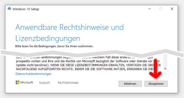 Windows 10 Upgrade kostenlos - Lizenzbedingungen Update