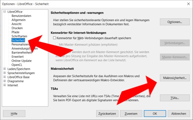 LibreOffice Makros deaktivieren oder aktivieren - Sicherheit prüfen