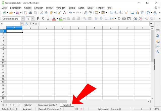 LibreOffice Tabelle kopieren - Neue leere Tabelle erstellt