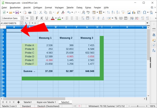 LibreOffice Tabelle kopieren - Ganze Tabelle einfügen mit STRG+V