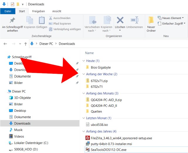 Windows 10 Datei Explorer Gruppierung aufheben - Heute - Gestern - Letzten Monat ausblenden