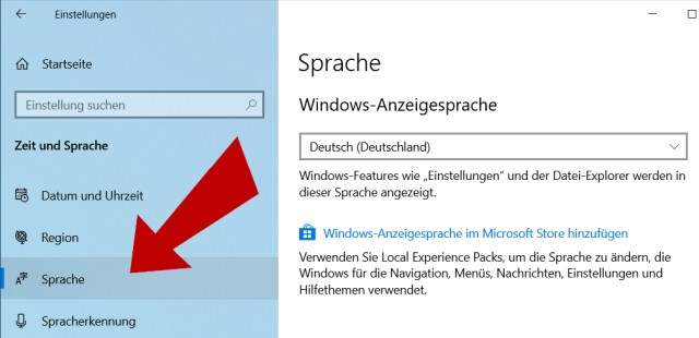 Windows 10 Sprache hinzufügen und ändern - Windows Anzeigesprache