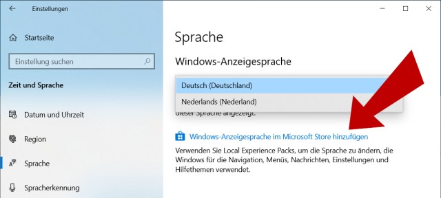 Windows 10 Sprache hinzufügen und ändern - Deutsch Englisch Niederländisch