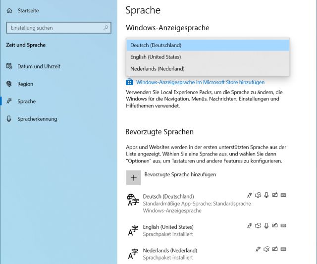 Windows 10 Sprache hinzufügen und ändern - Windows Anzeigesprache auswählen und einstellen