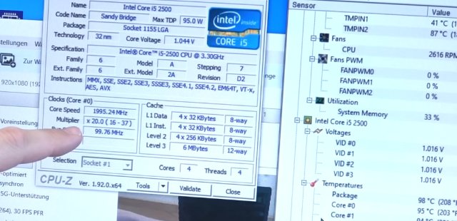 PC Prozessor überhitzt - 98 Grad und nur noch 60% Leistung