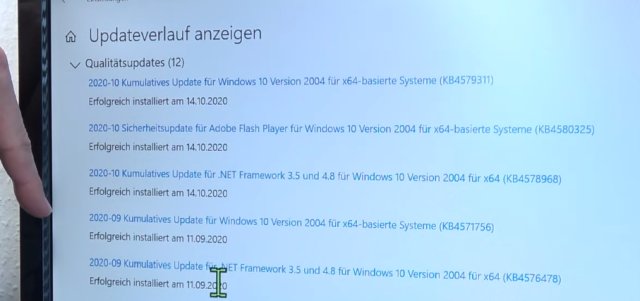 Windows 10 Bluescreen nach Update - Updateverlauf und Updates rückgängig machen