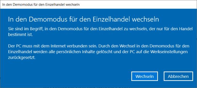 Windows 10 in den Demomodus für den Einzelhandel wechseln