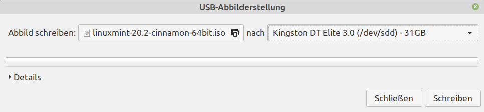 Linux Mint USB Installationsstick erstellen - USB Abbilderstellung