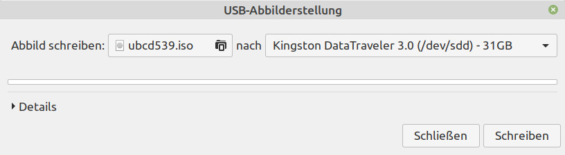 Ultimate Boot CD - startbaren USB-Stick erstellen - Linux USB-Abbilderstellung