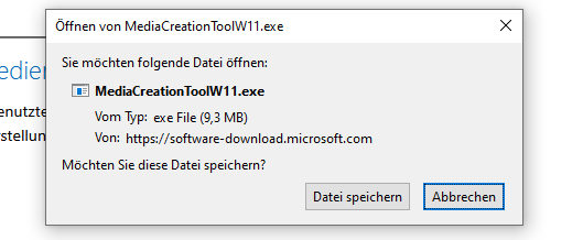 Windows 11 USB Stick erstellen - Media Creation Tool - Datei speichern
