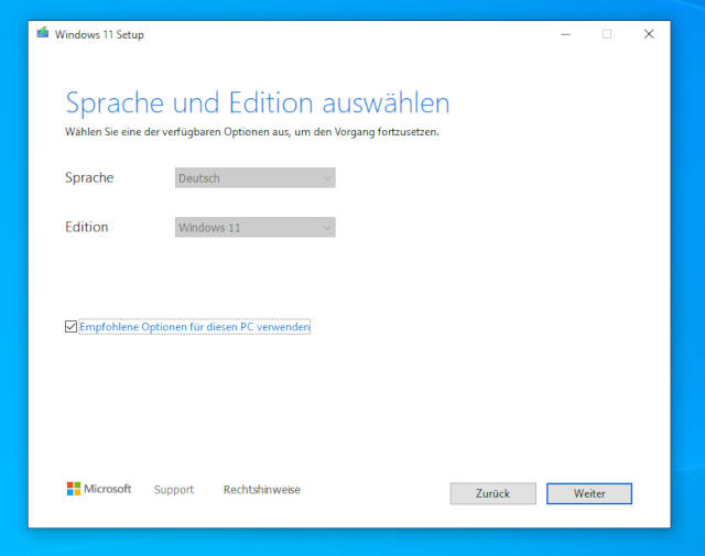 Windows 11 USB Stick erstellen - Media Creation Tool - Sprache und Edition
