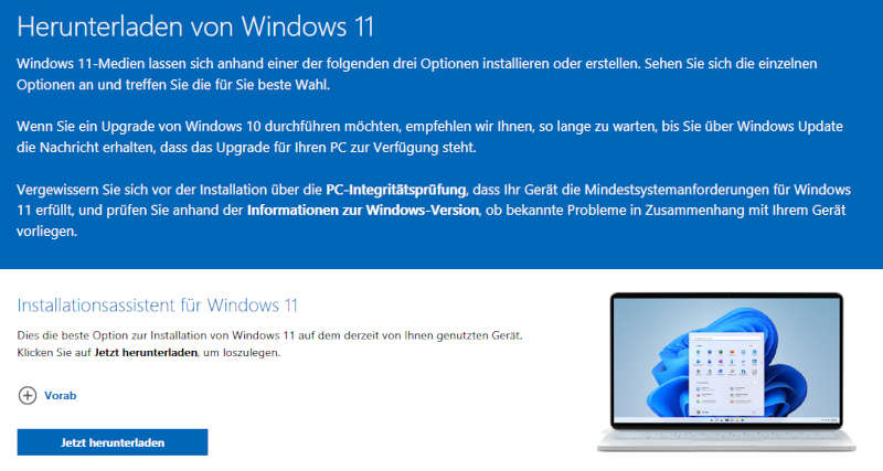 Windows 11 Update einfach und sicher von Windows 10 installieren - Installationsassistent