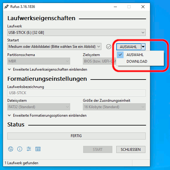 Windows 11 installieren auf jedem PC ohne CPU ohne TPM - Bios und UEFI - Rufus Tool - Auswahl Download