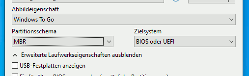 Windows 11 auf USB-Stick installieren - To Go erstellen - Rufus Partitionsschema MBR Bios