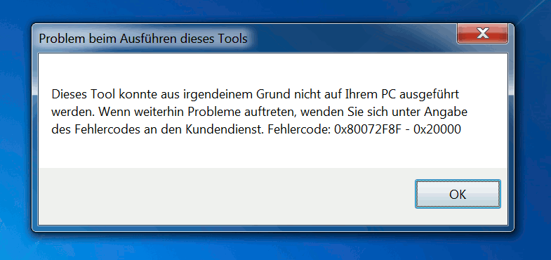 Windows 10 Media Creation Tool - Error 080072F8F - 0x20000 - Probleme beim Ausführen dieses Tools