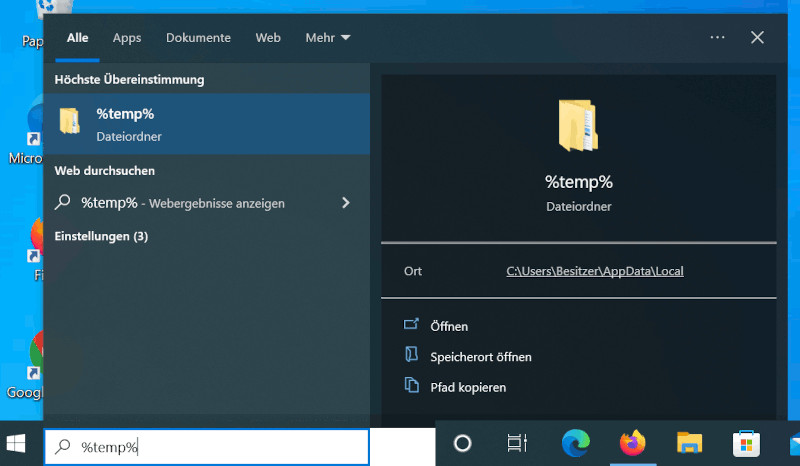 Windows 10 optimieren - Temporäre Dateien löschen