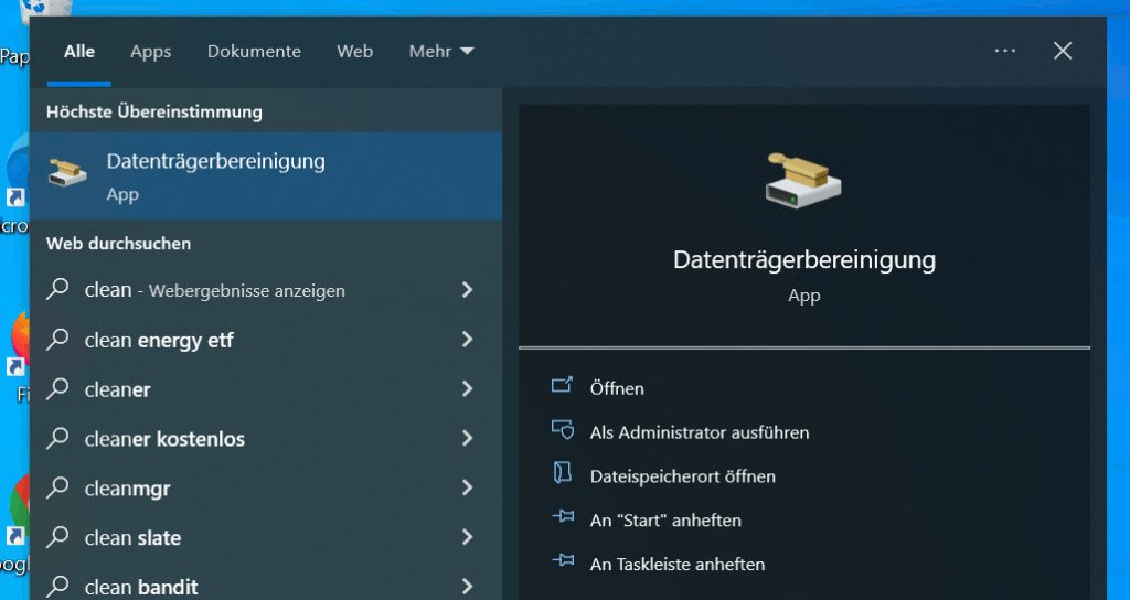 Windows 10 optimieren - Datenträgerbereinigung
