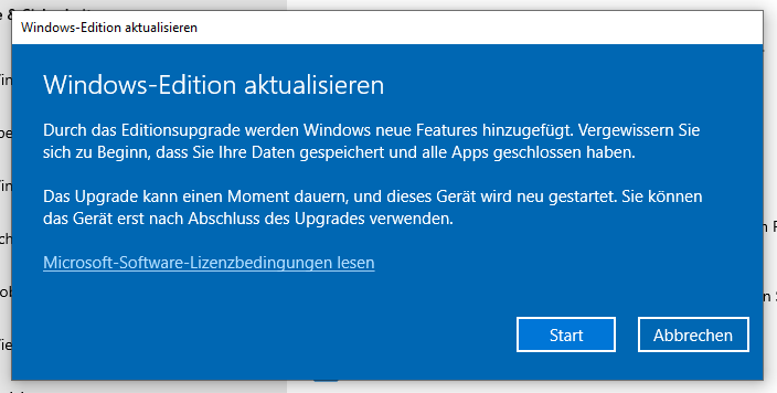 Update von Windows 10 Home auf Pro - Windows Edition aktualisieren