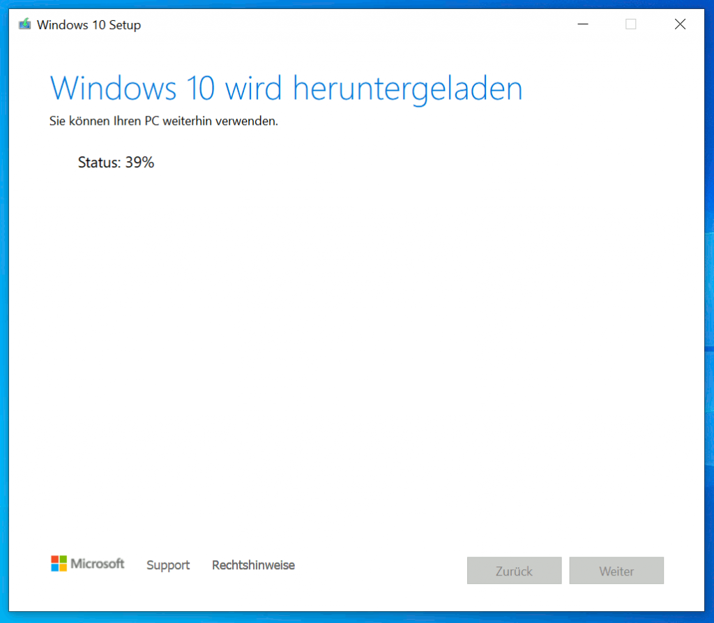 Windows Media Creation Tool - Windows 10 USB-Stick erstellen - Windows 10 wird heruntergeladen
