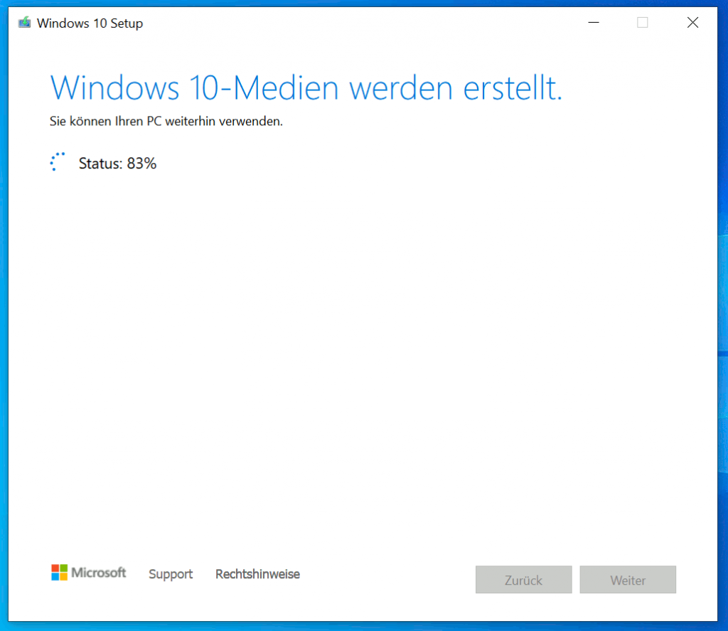 Windows Media Creation Tool - Windows 10 USB-Stick erstellen - Windows 10 Medien werden erstellt