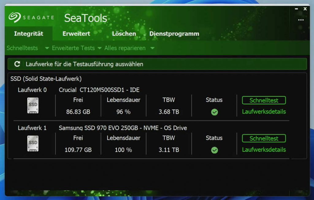 Seagate SeaTools - HDD und SSD Tools
