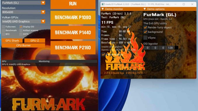 Furmark 2.2.0 Grafik-Benchmark von Geeks3D (neue Version)