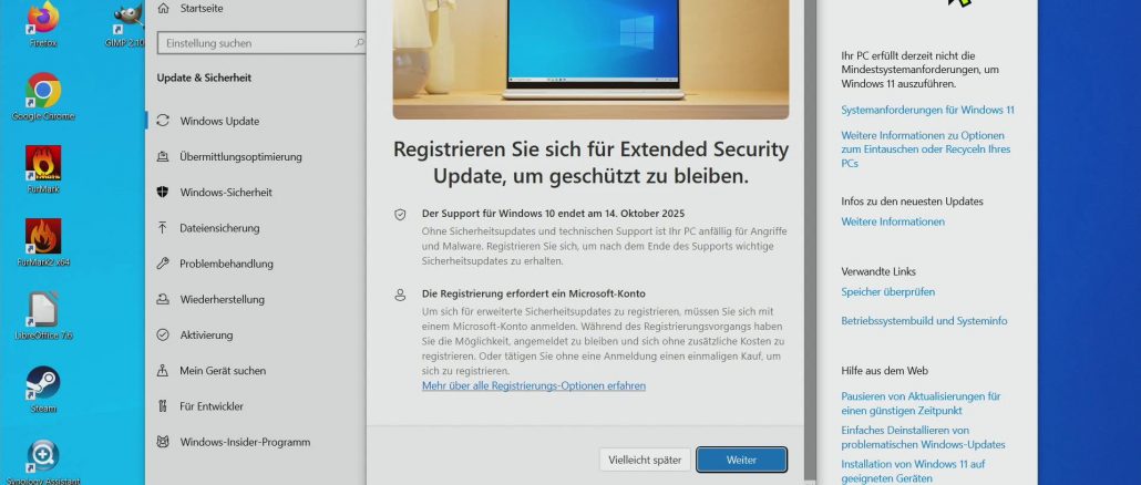 Windows 10 ESU - jetzt aktivieren - Updates bis 2026
