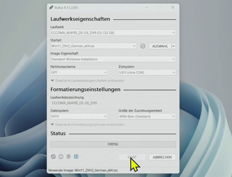 Windows 11 auf altem PC installieren - Rufus USB-Stick erstellen
