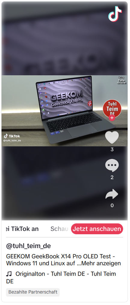 GEEKOM Geekbook X14 Pro auf TikTok schauen