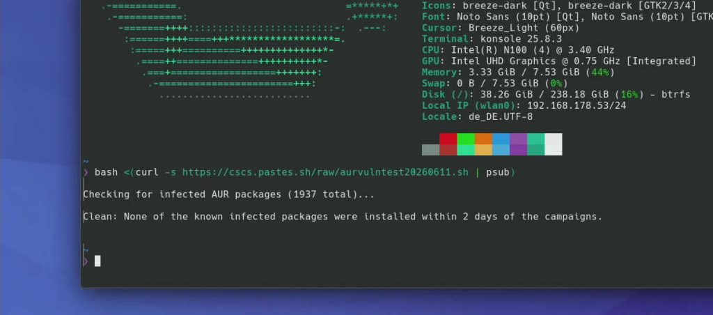Arch Linux Angriffswelle - Prüfscript auf Schadsoftware