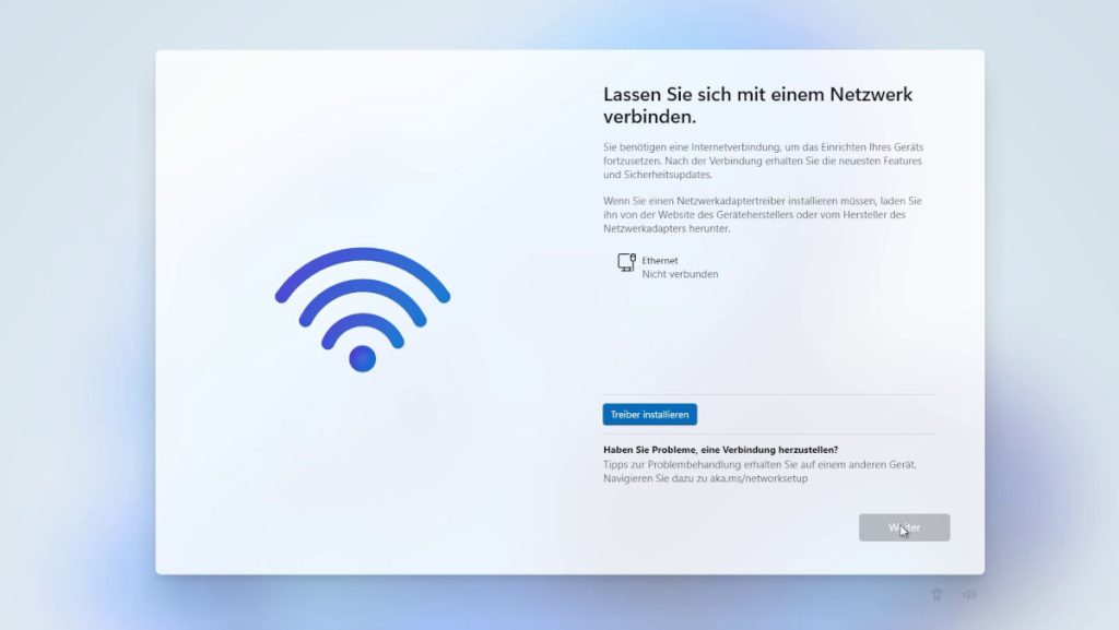Windows 11 installieren ohne Microsoft Konto - mit Netzwerk verbinden