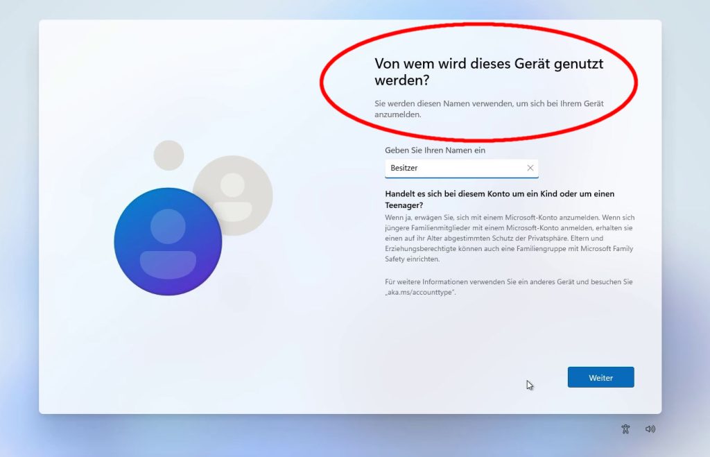 Windows 11 installieren ohne Microsoft Konto - lokales Konto erstellen